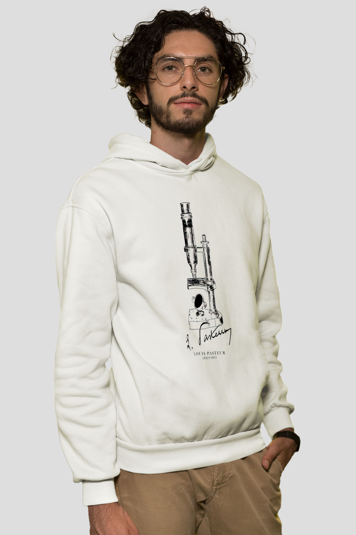 Mikrobiyolog Beyaz Unisex Kapüşonlu Sweatshirt