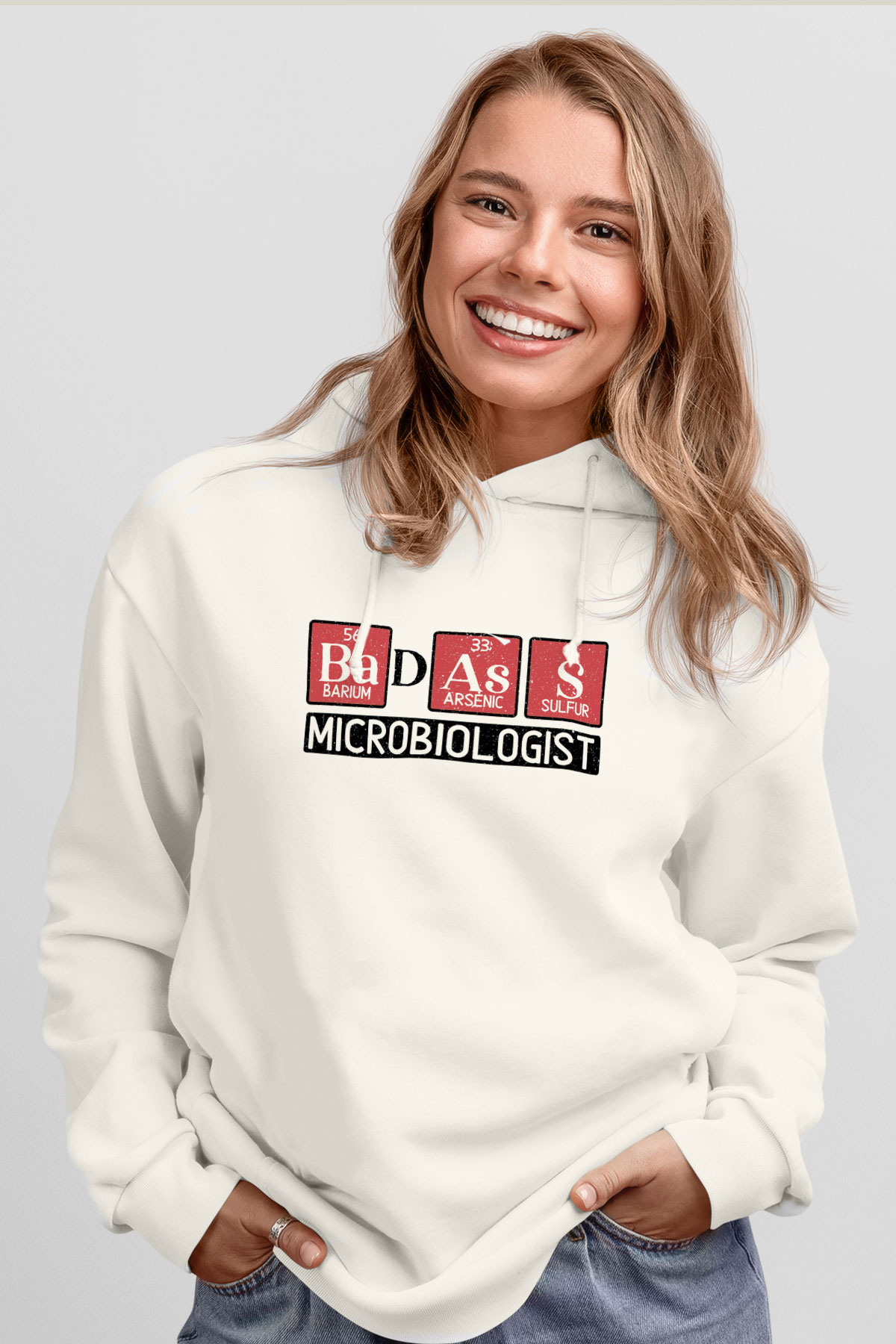 Mikrobiyolog Beyaz Unisex Kapüşonlu Sweatshirt