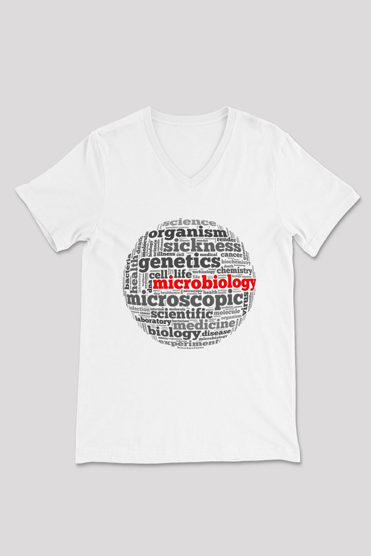 Mikrobiyolog Beyaz Unisex V Yaka Tişört T-Shirt