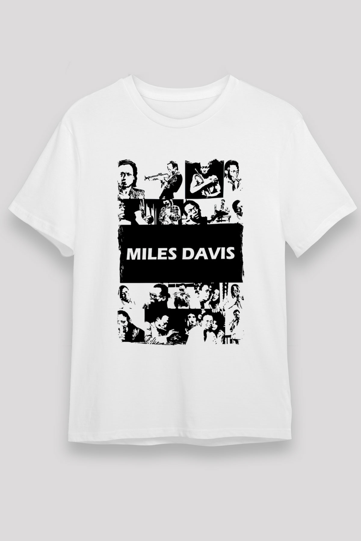 Miles Davis Baskılı Unisex Beyaz Tişört - Tshirt