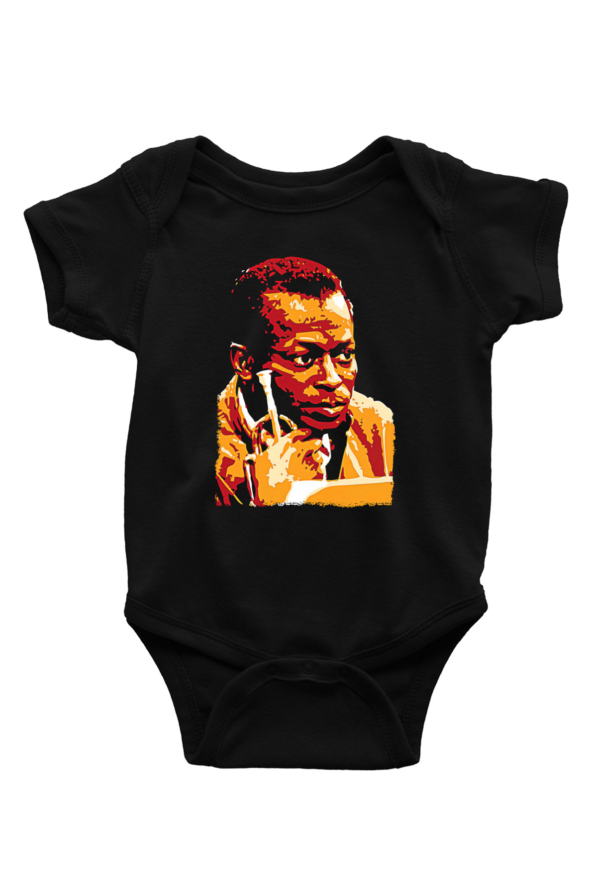 Miles Davis Baskılı Unisex Siyah Bebek Body - Zıbın