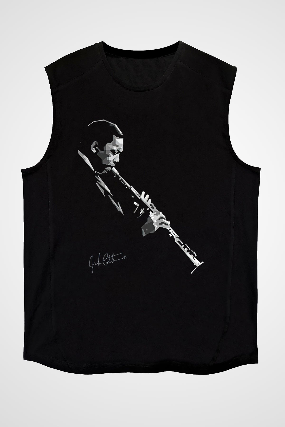 Miles Davis Baskılı Unisex Siyah Kolsuz Tişört - Tshirt