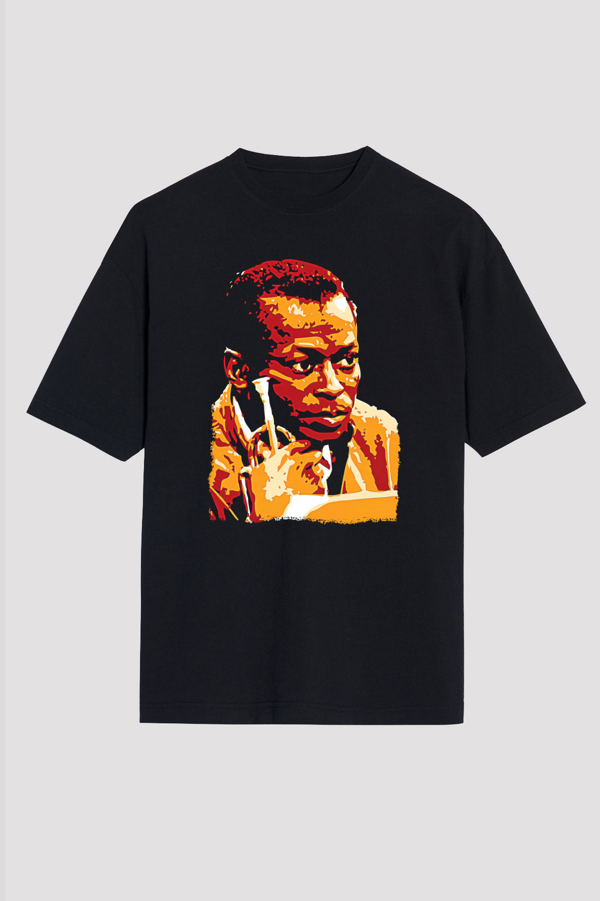 Miles Davis Baskılı Unisex Siyah Oversize Tişört - Tshirt
