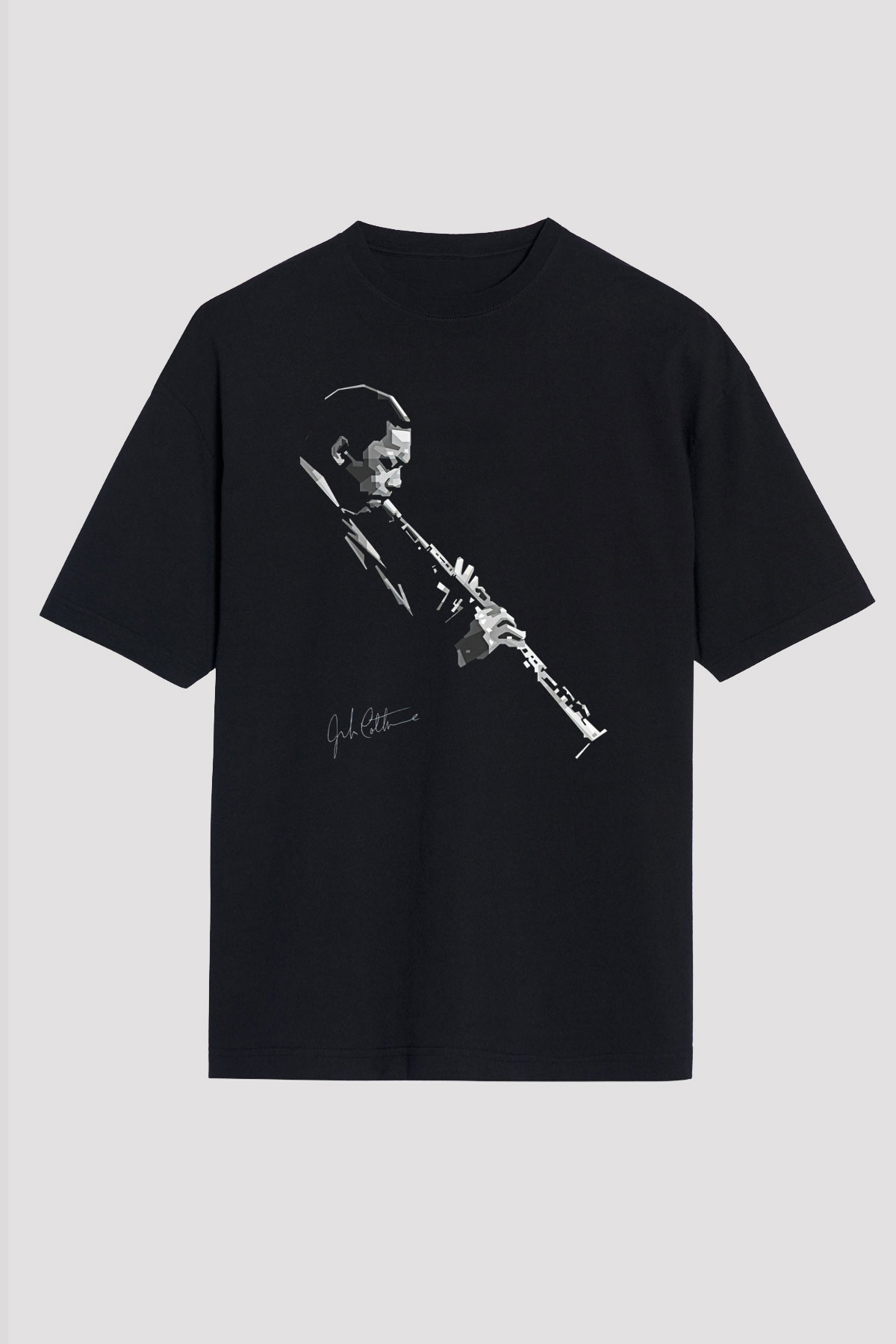 Miles Davis Baskılı Unisex Siyah Oversize Tişört - Tshirt