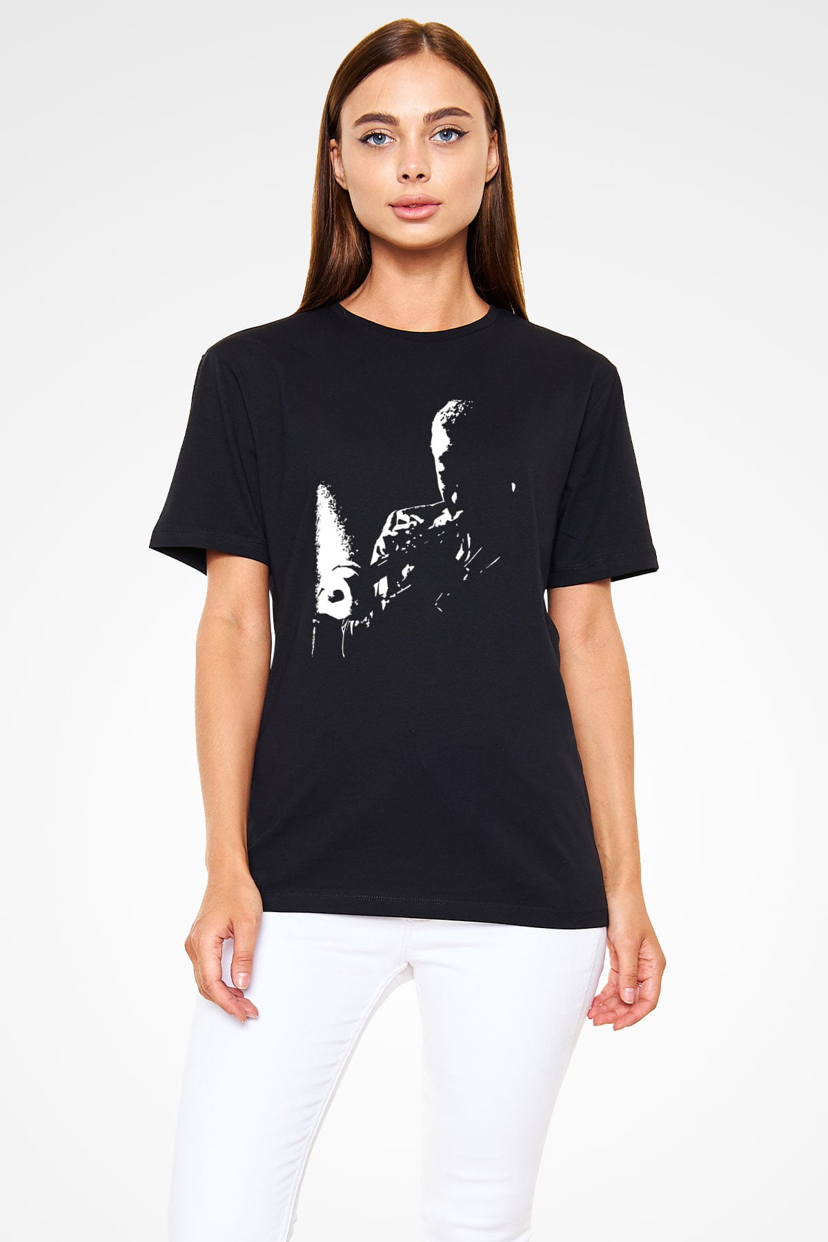 Miles Davis Baskılı Unisex Siyah Tişört - Tshirt