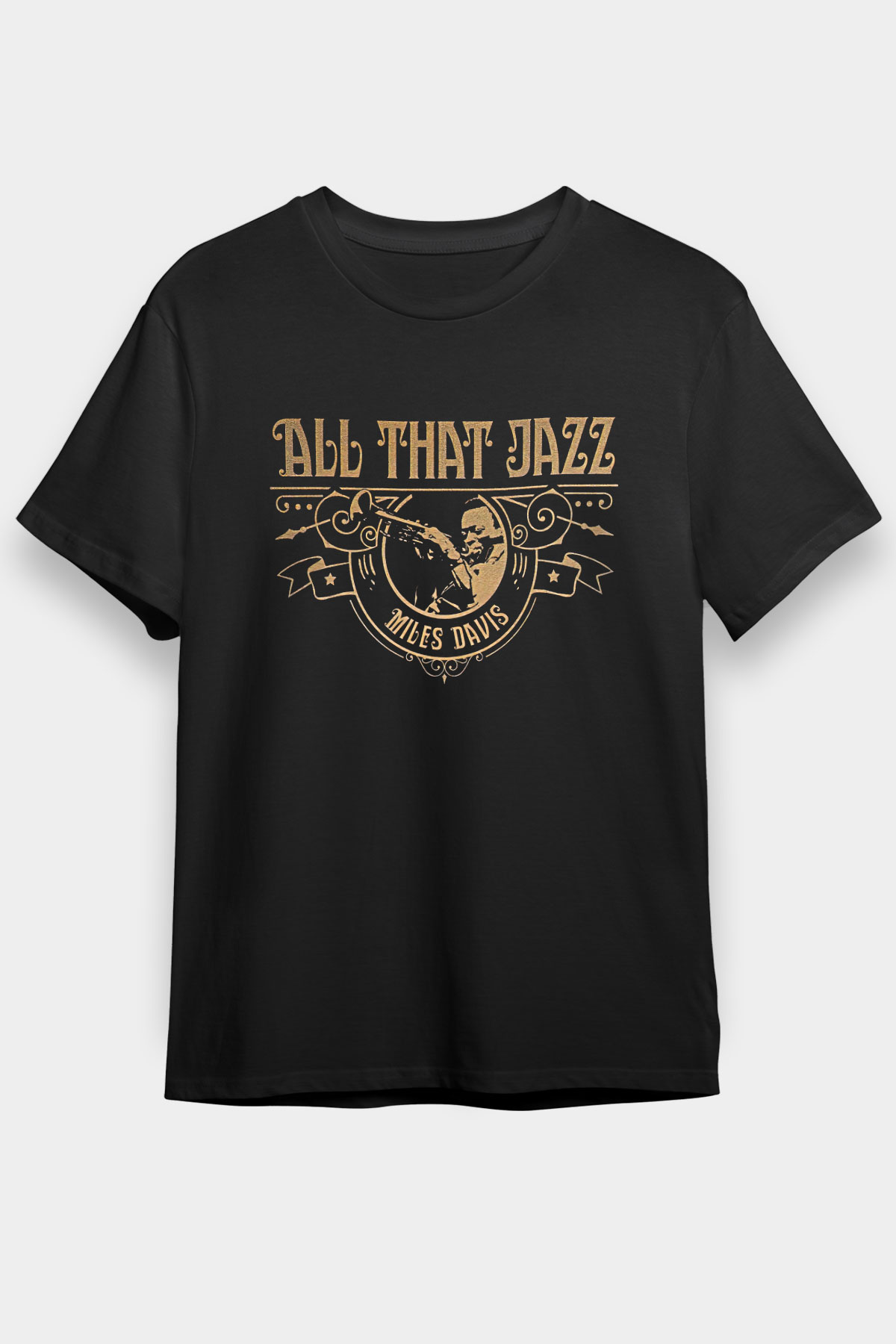 Miles Davis Baskılı Unisex Siyah Tişört - Tshirt