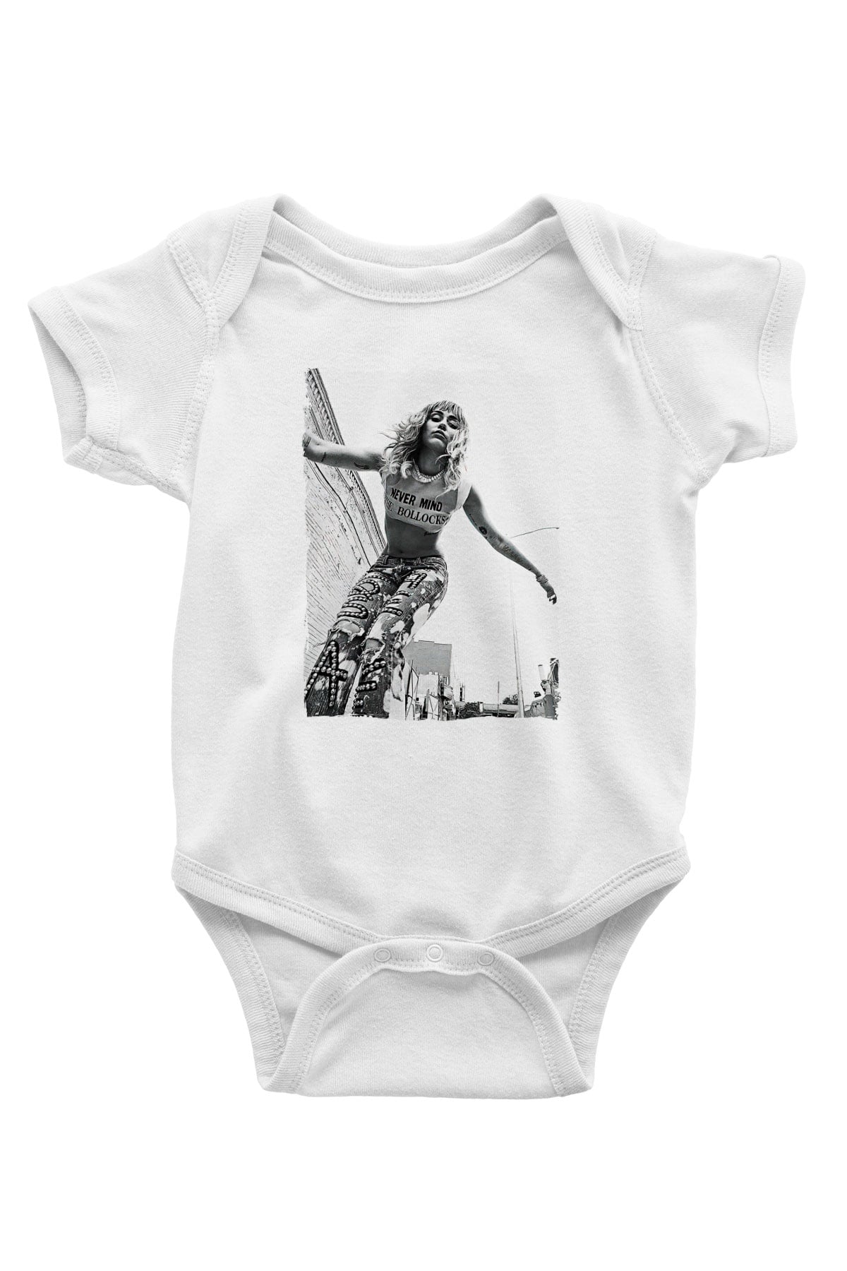 Miley Cyrus Baskılı Beyaz Unisex Bebek Body - Zıbın