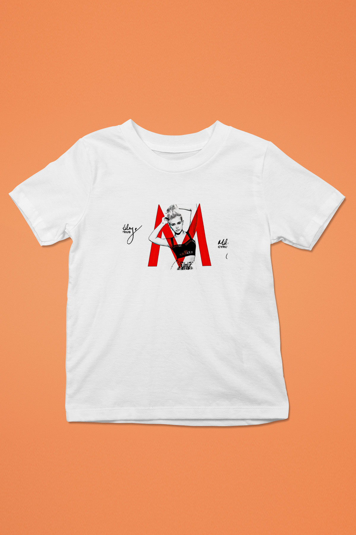 Miley Cyrus Baskılı Beyaz Unisex Beyaz Çocuk Tişört - Tshirt