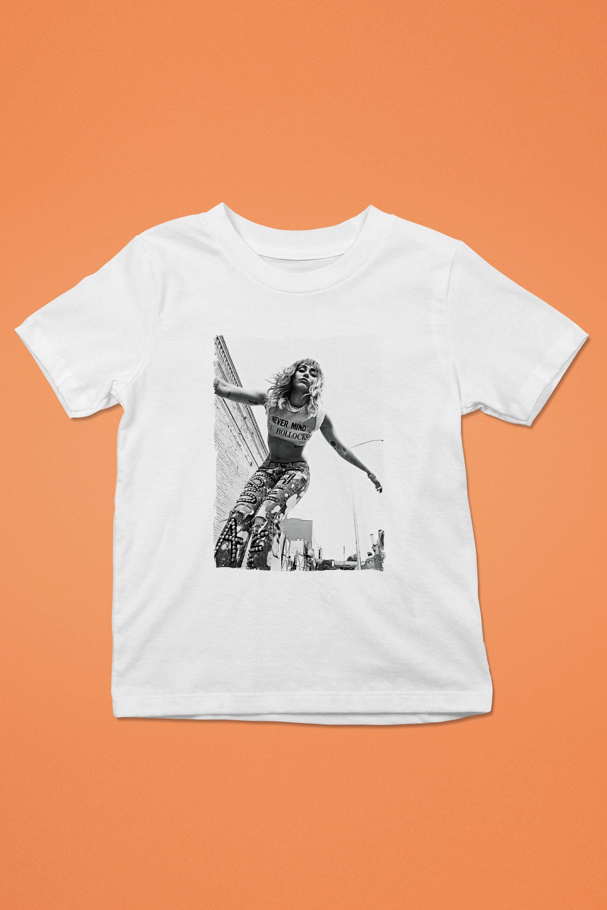Miley Cyrus Baskılı Beyaz Unisex Beyaz Çocuk Tişört - Tshirt