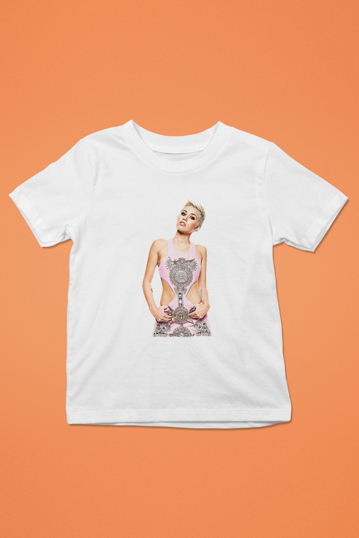Miley Cyrus Baskılı Beyaz Unisex Beyaz Çocuk Tişört - Tshirt