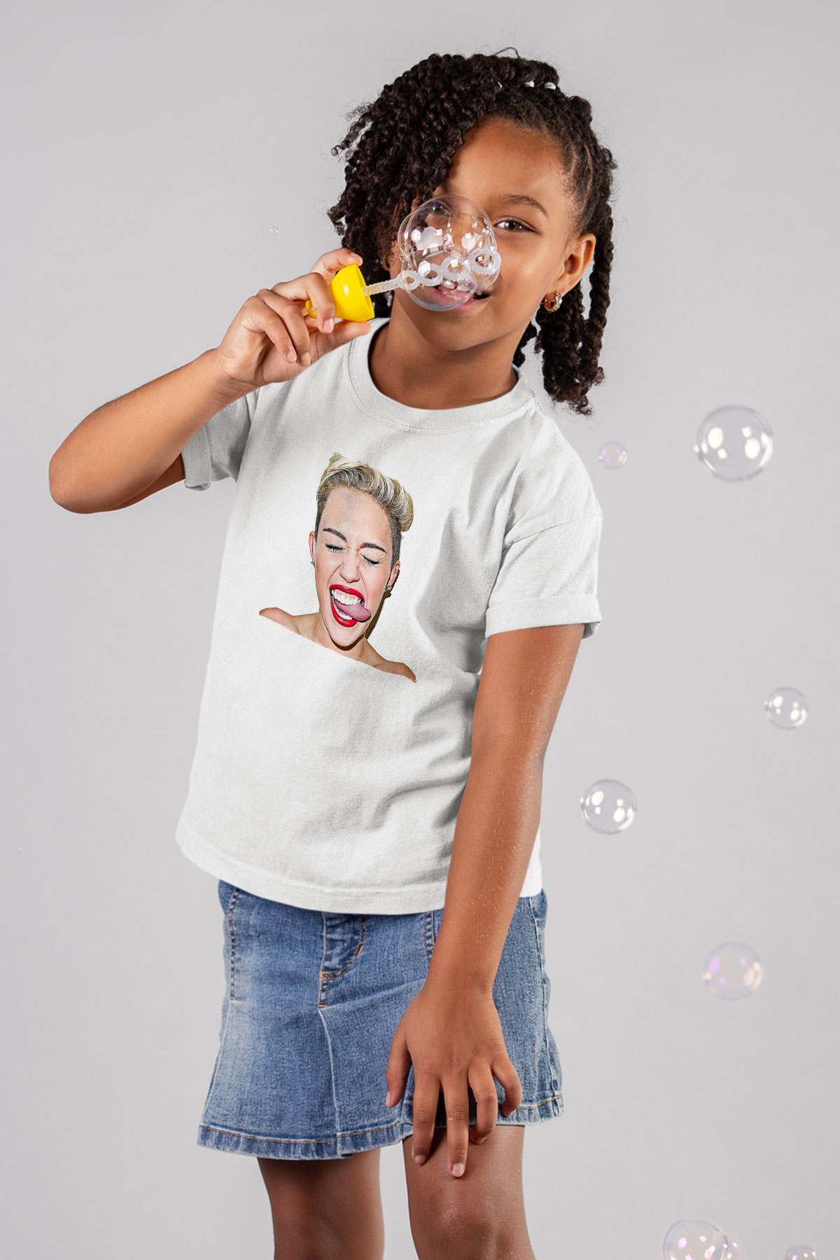Miley Cyrus Baskılı Beyaz Unisex Beyaz Çocuk Tişört - Tshirt
