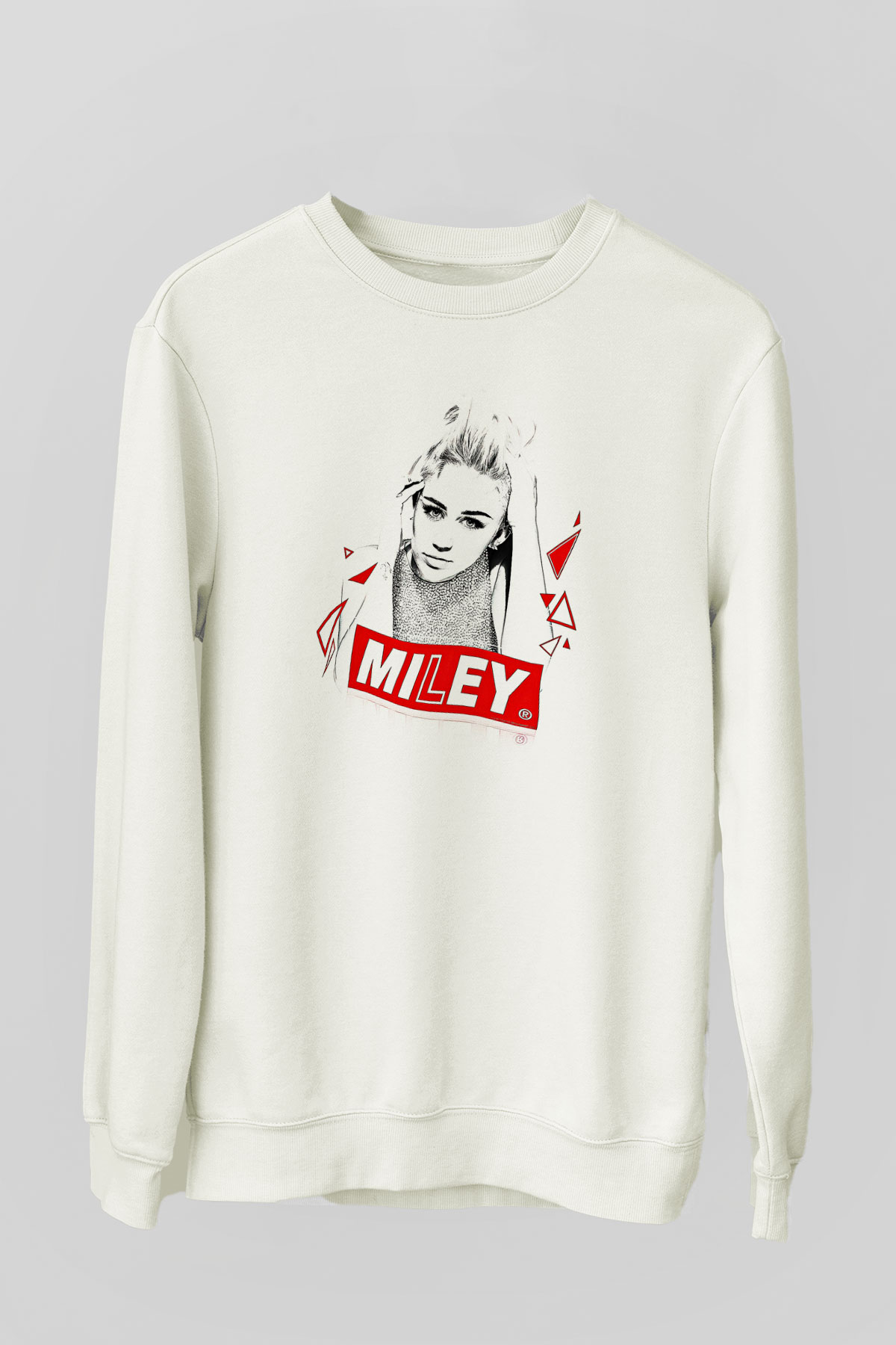 Miley Cyrus Baskılı Beyaz Unisex Sweatshirt