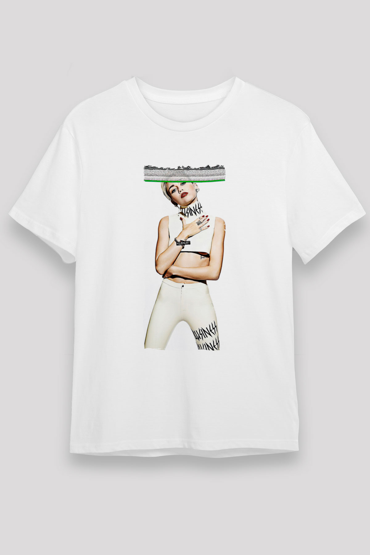 Miley Cyrus Baskılı Unisex Beyaz Tişört - Tshirt