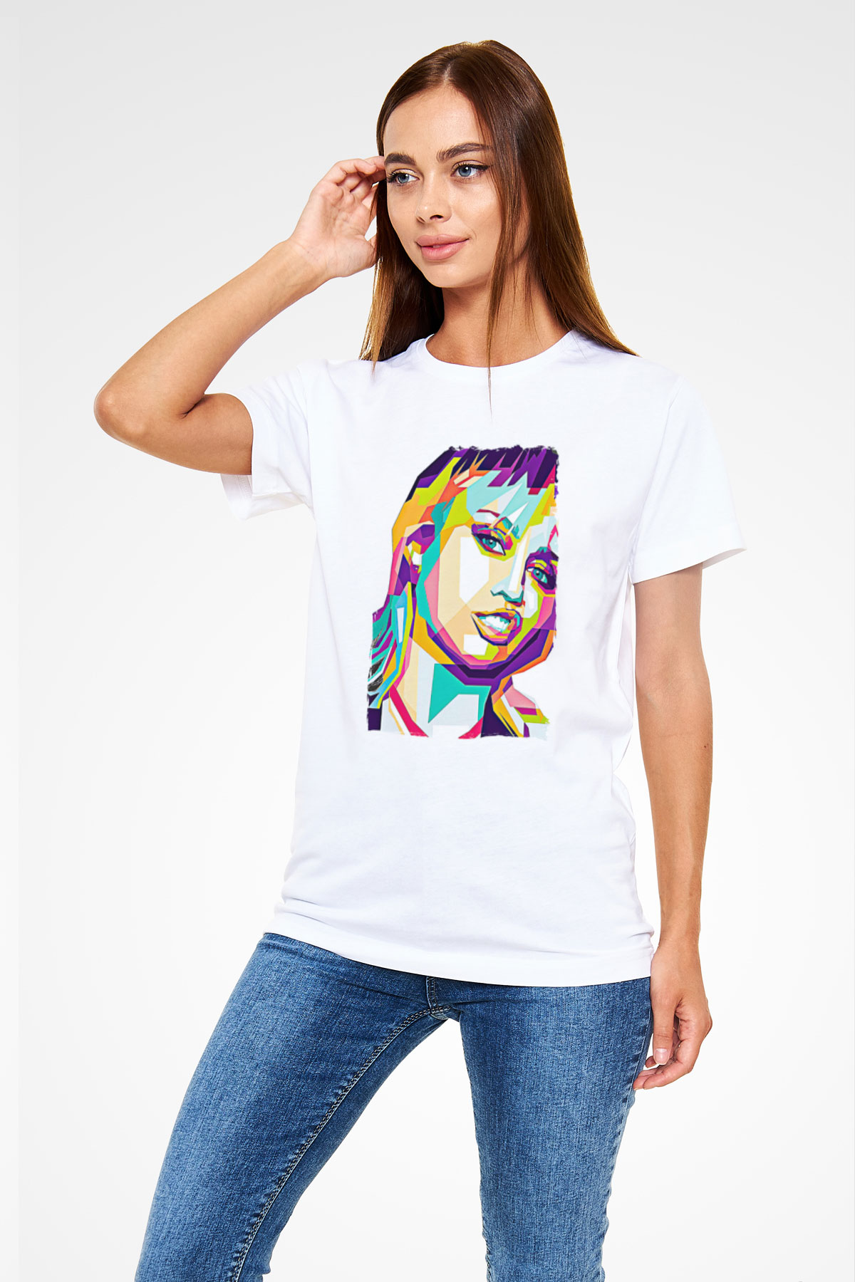 Miley Cyrus Baskılı Unisex Beyaz Tişört - Tshirt