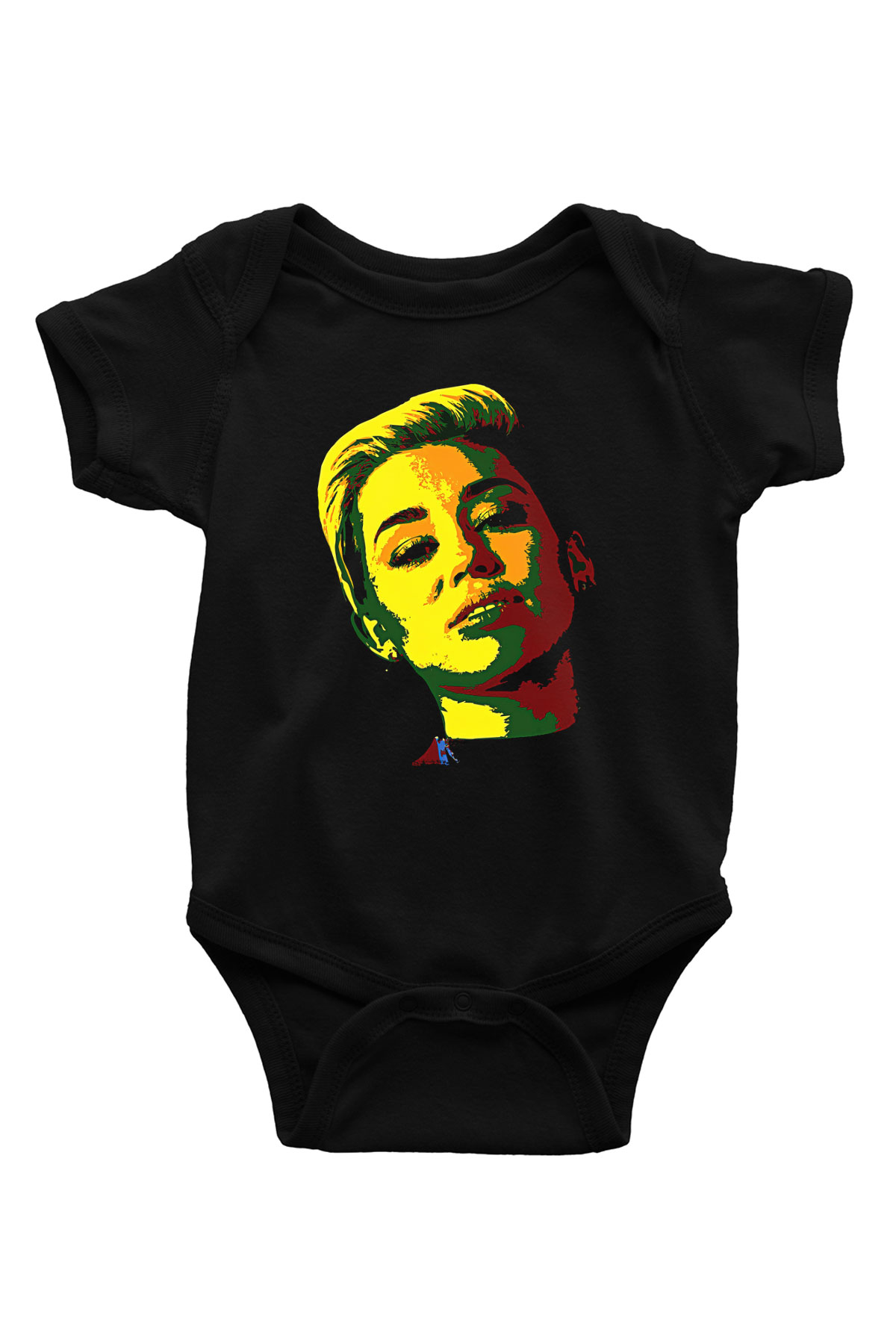 Miley Cyrus Baskılı Unisex Siyah Bebek Body - Zıbın