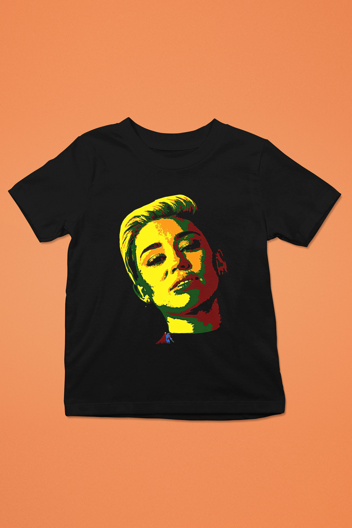 Miley Cyrus Baskılı Unisex Siyah Çocuk Tişört - Tshirt