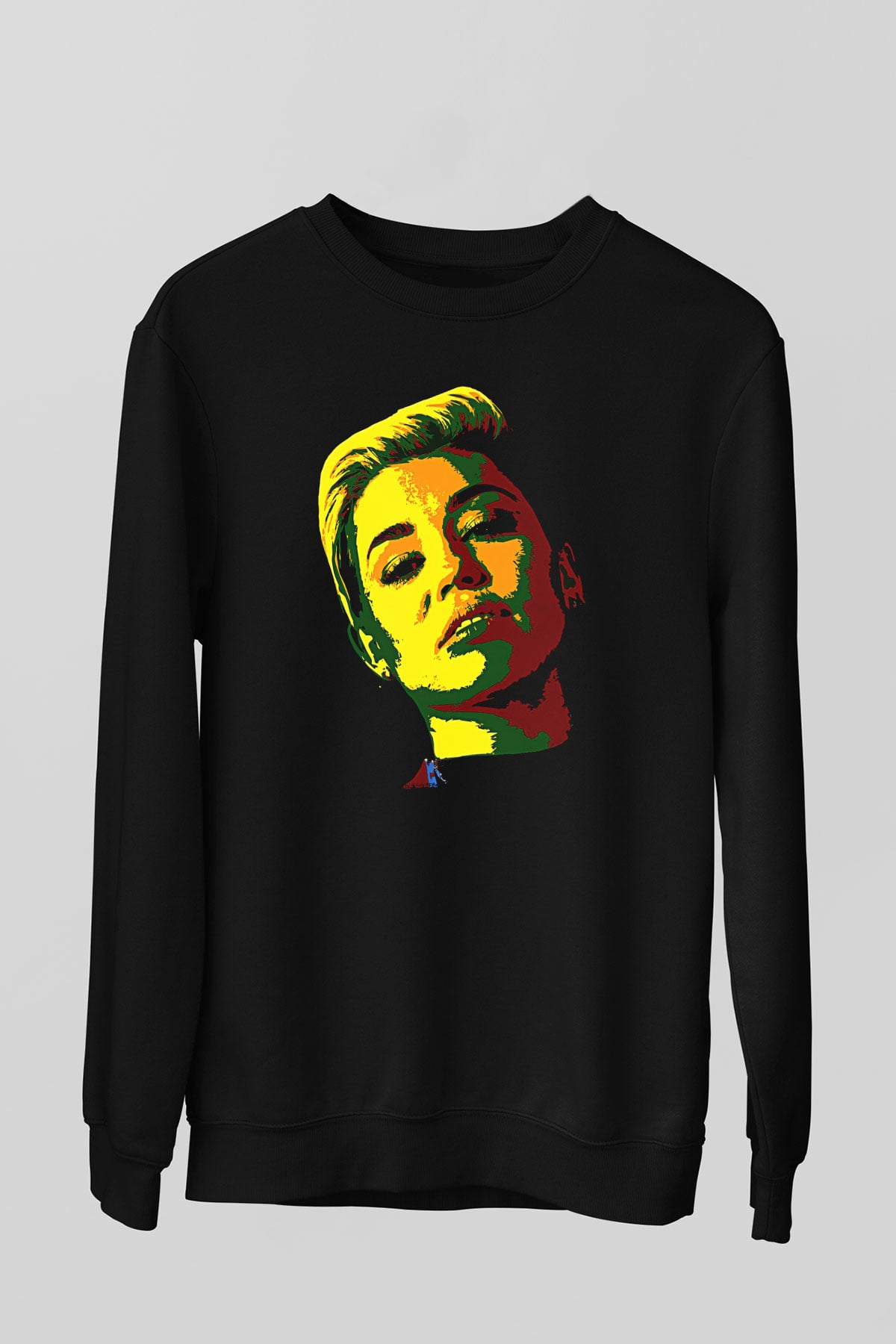 Miley Cyrus Baskılı Unisex Siyah Sweatshirt