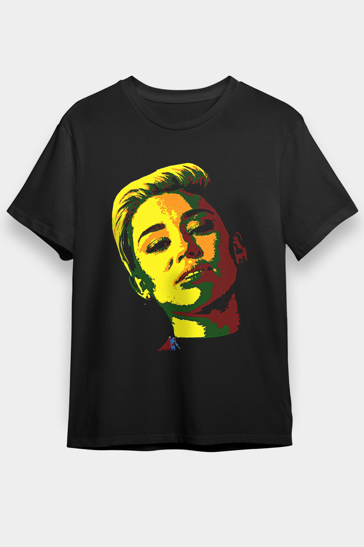 Miley Cyrus Baskılı Unisex Siyah Tişört - Tshirt
