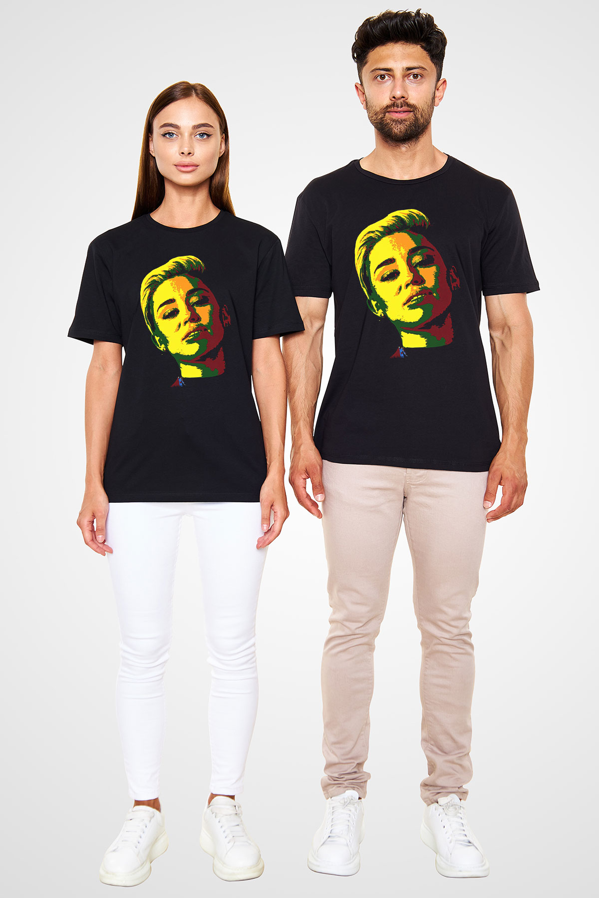 Miley Cyrus Baskılı Unisex Siyah Tişört - Tshirt