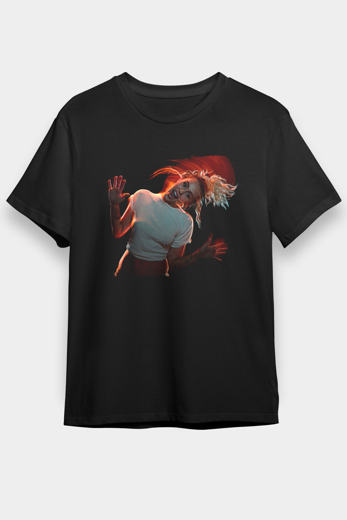 Miley Cyrus Baskılı Unisex Siyah Tişört - Tshirt