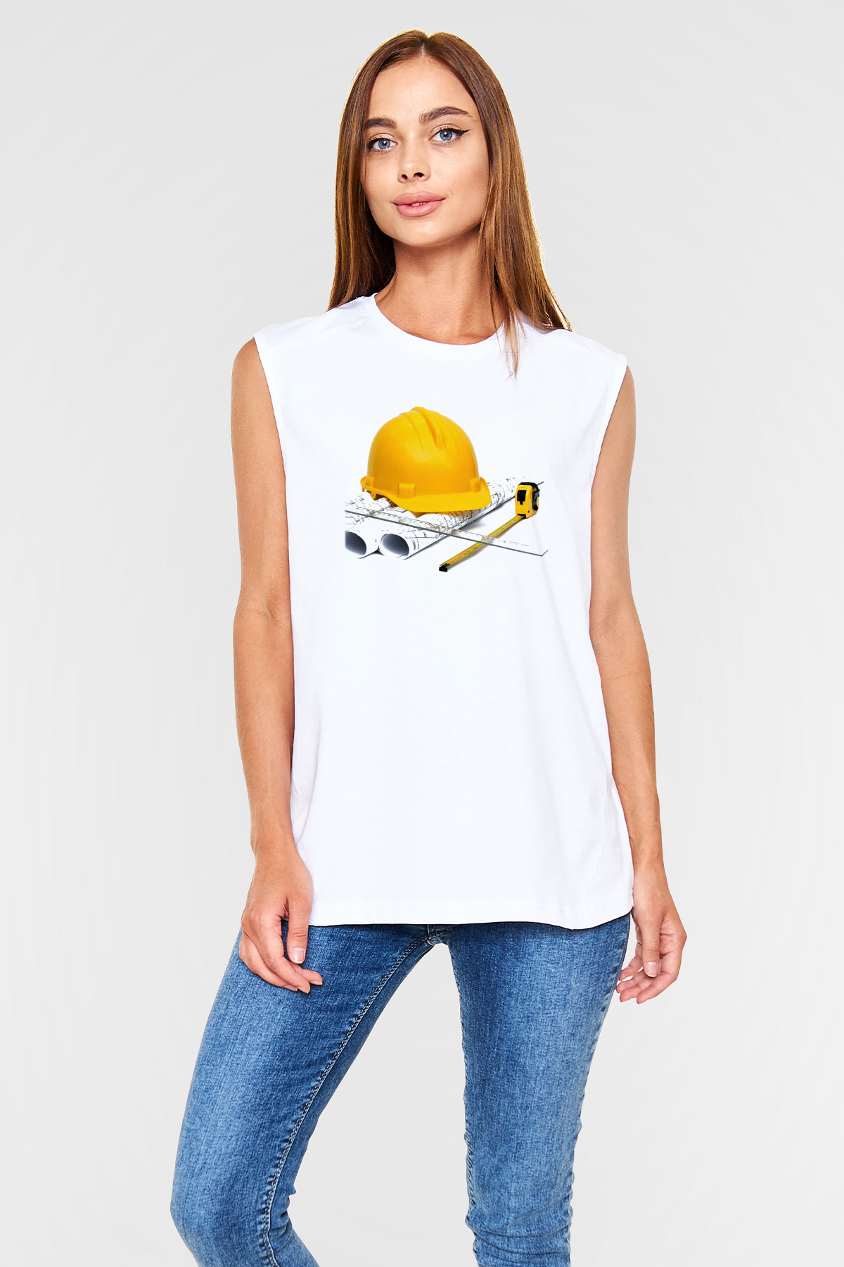 Mimar Beyaz Unisex Kolsuz Tişört