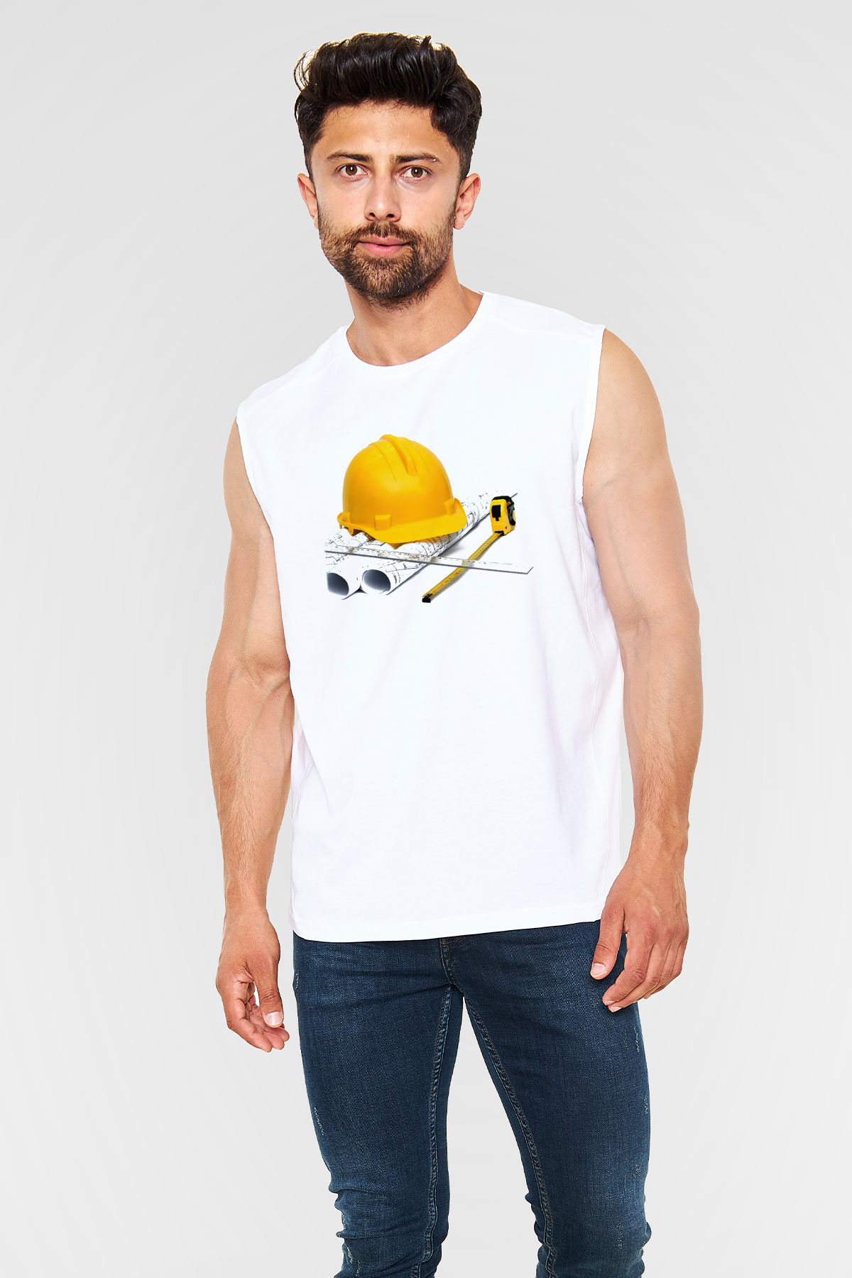Mimar Beyaz Unisex Kolsuz Tişört
