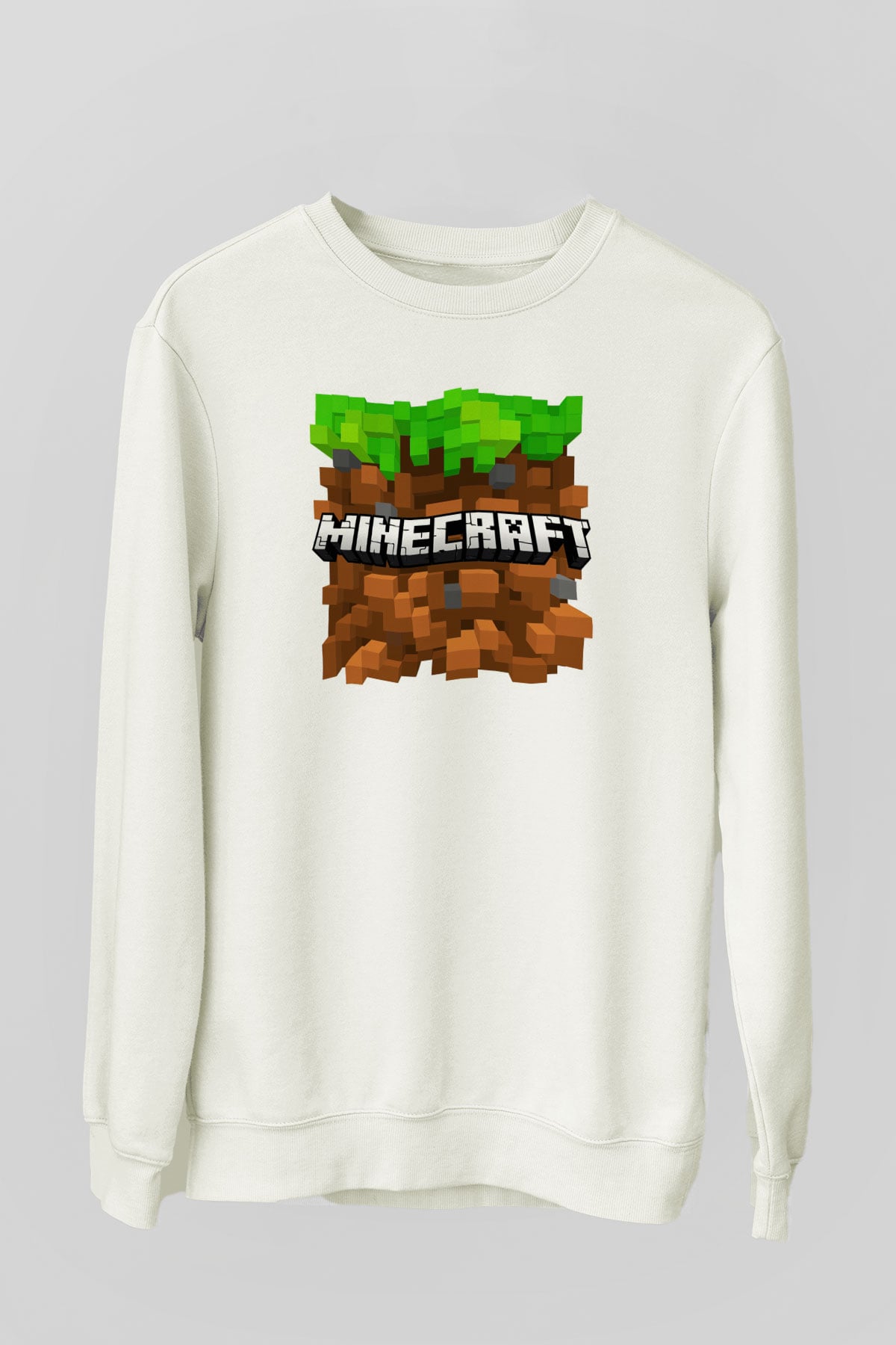 Minecraft Beyaz Unisex Sweatshirt