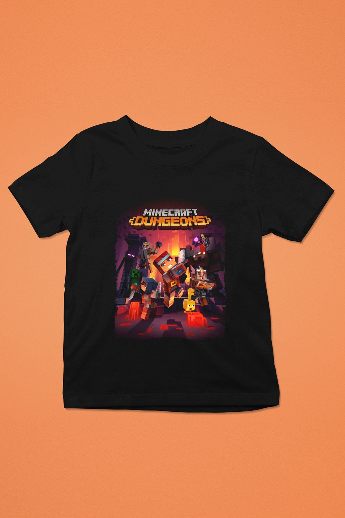 Minecraft Siyah Unisex  Çocuk Tişört