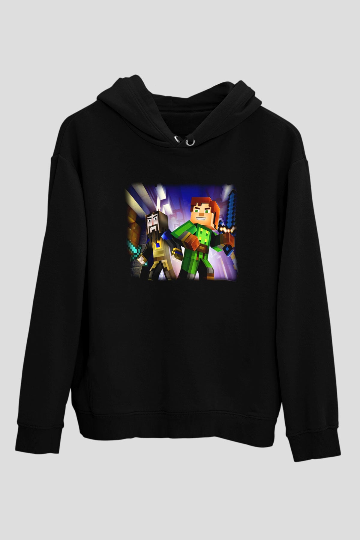 Minecraft Siyah Unisex Hoodie