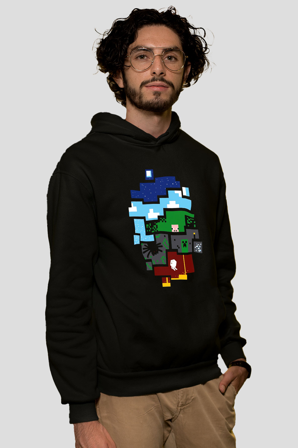 Minecraft Siyah Unisex Hoodie