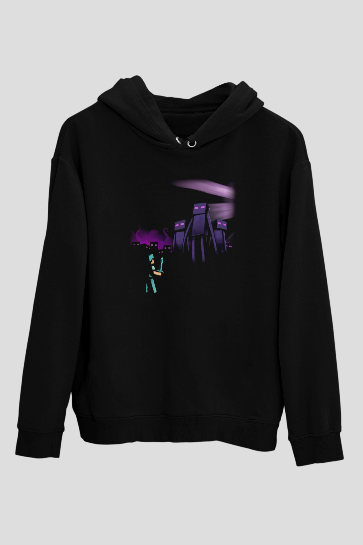 Minecraft Siyah Unisex Hoodie