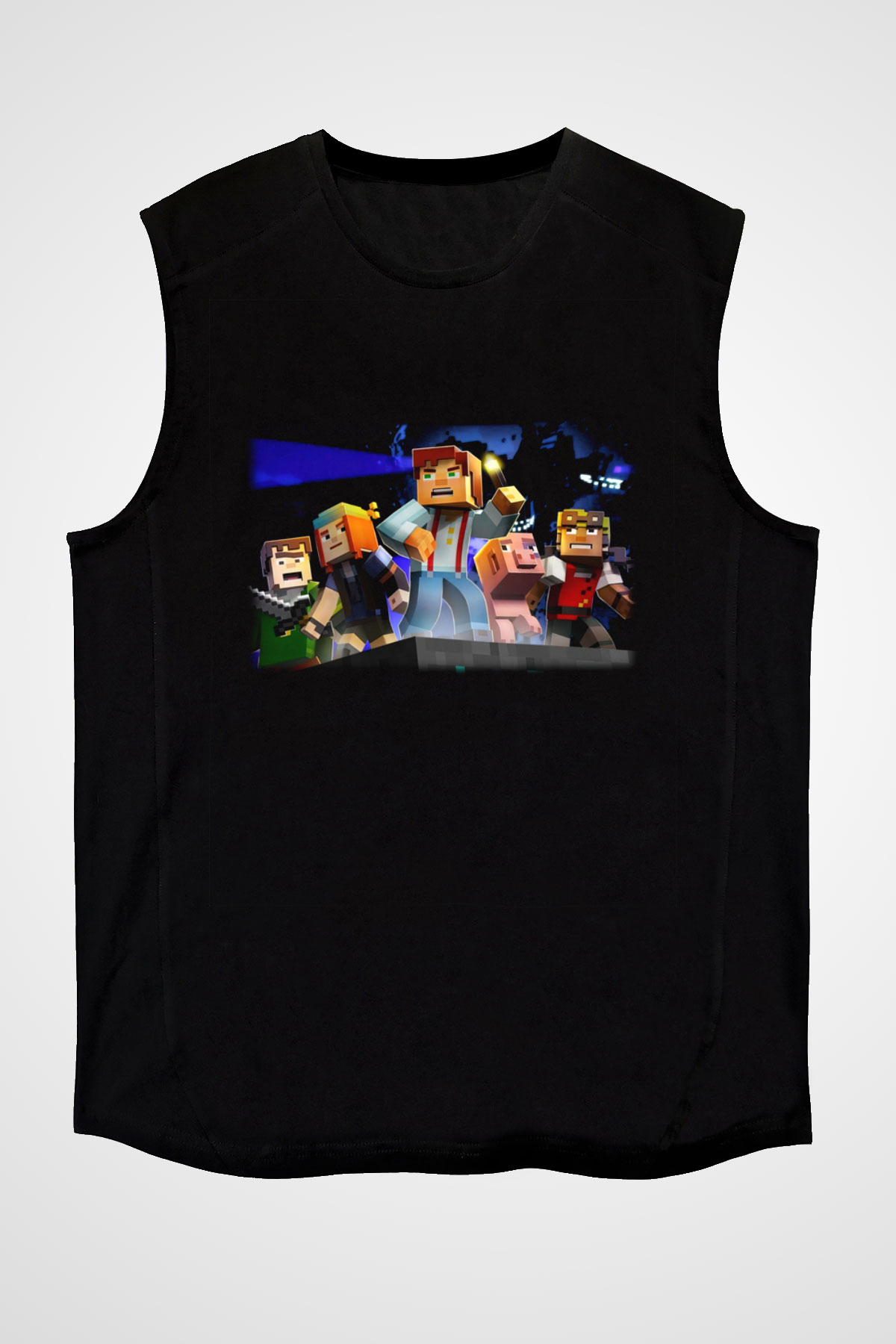 Minecraft Siyah Unisex Kolsuz Tişört