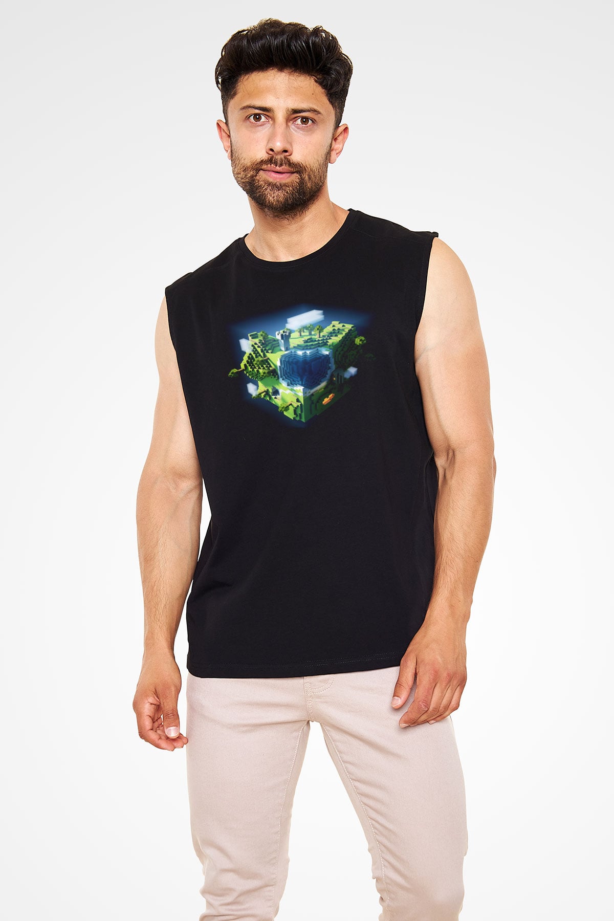 Minecraft Siyah Unisex Kolsuz Tişört