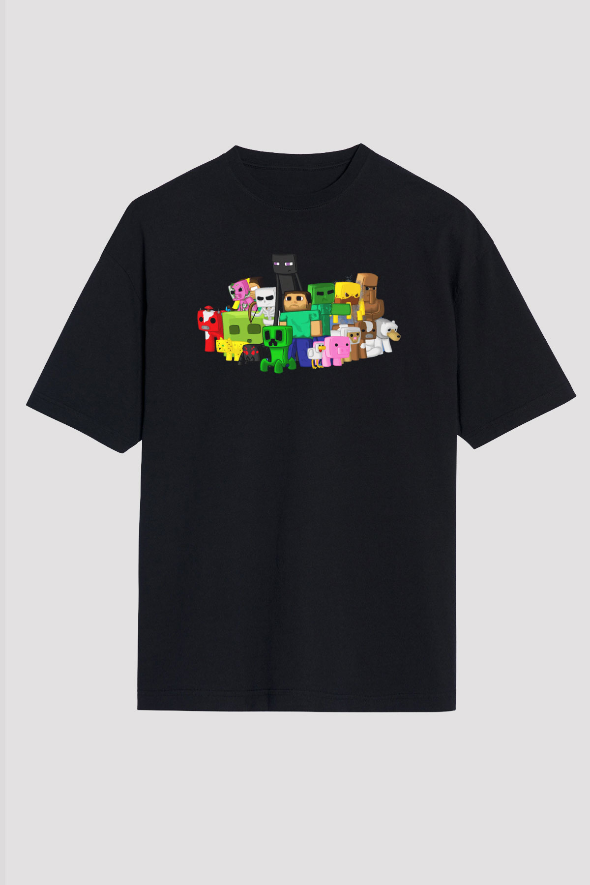 Minecraft Siyah Unisex Oversize Tişört