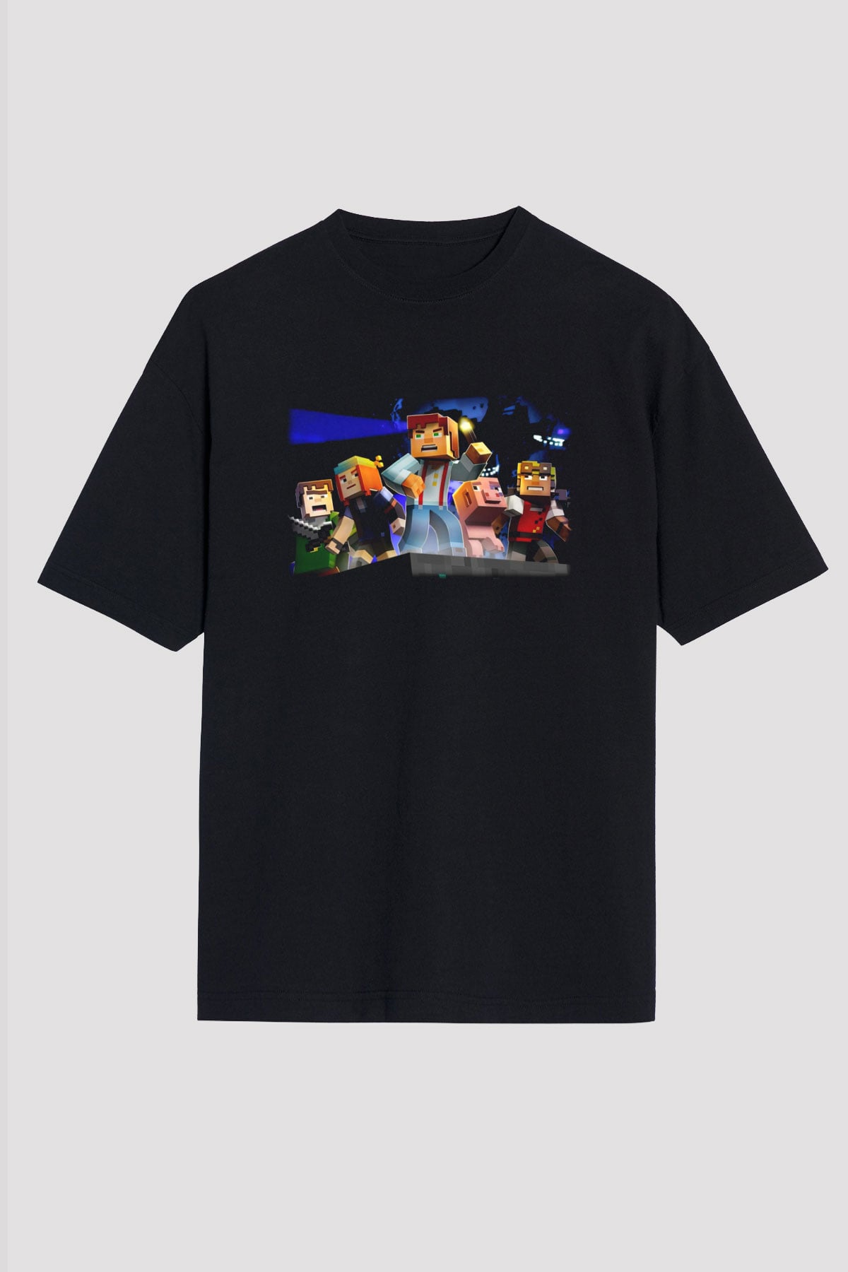 Minecraft Siyah Unisex Oversize Tişört T-Shirt