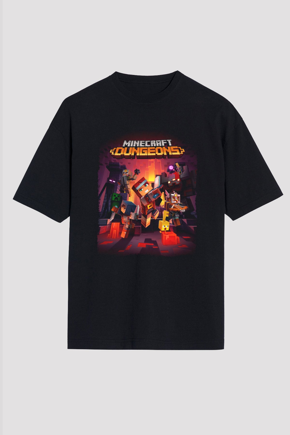 Minecraft Siyah Oversize Tişört