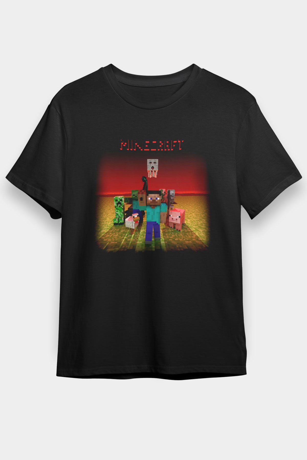 Minecraft Siyah Unisex Tişört T-Shirt