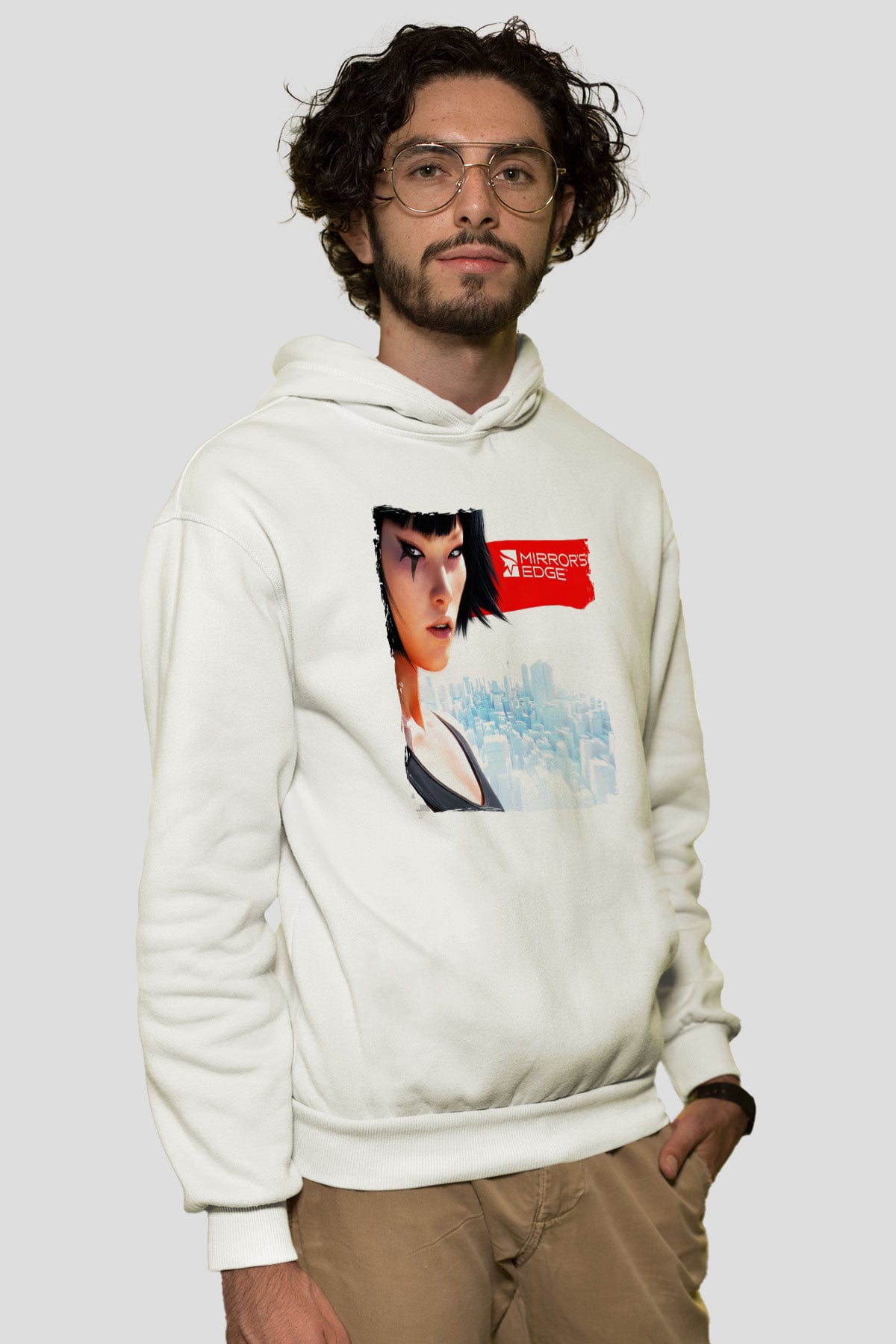 Mirrors Edge Beyaz Unisex Hoodie