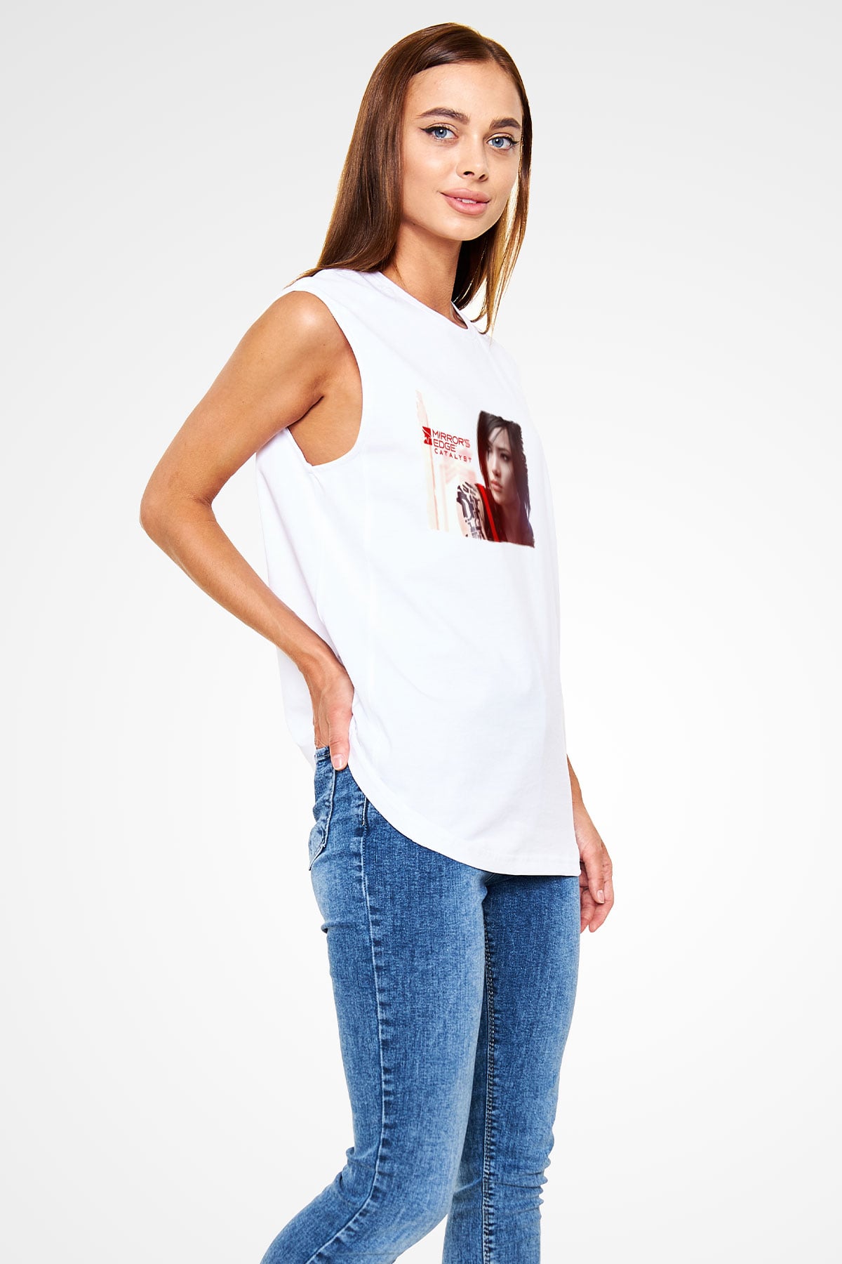 Mirrors Edge Beyaz Unisex Kolsuz Tişört
