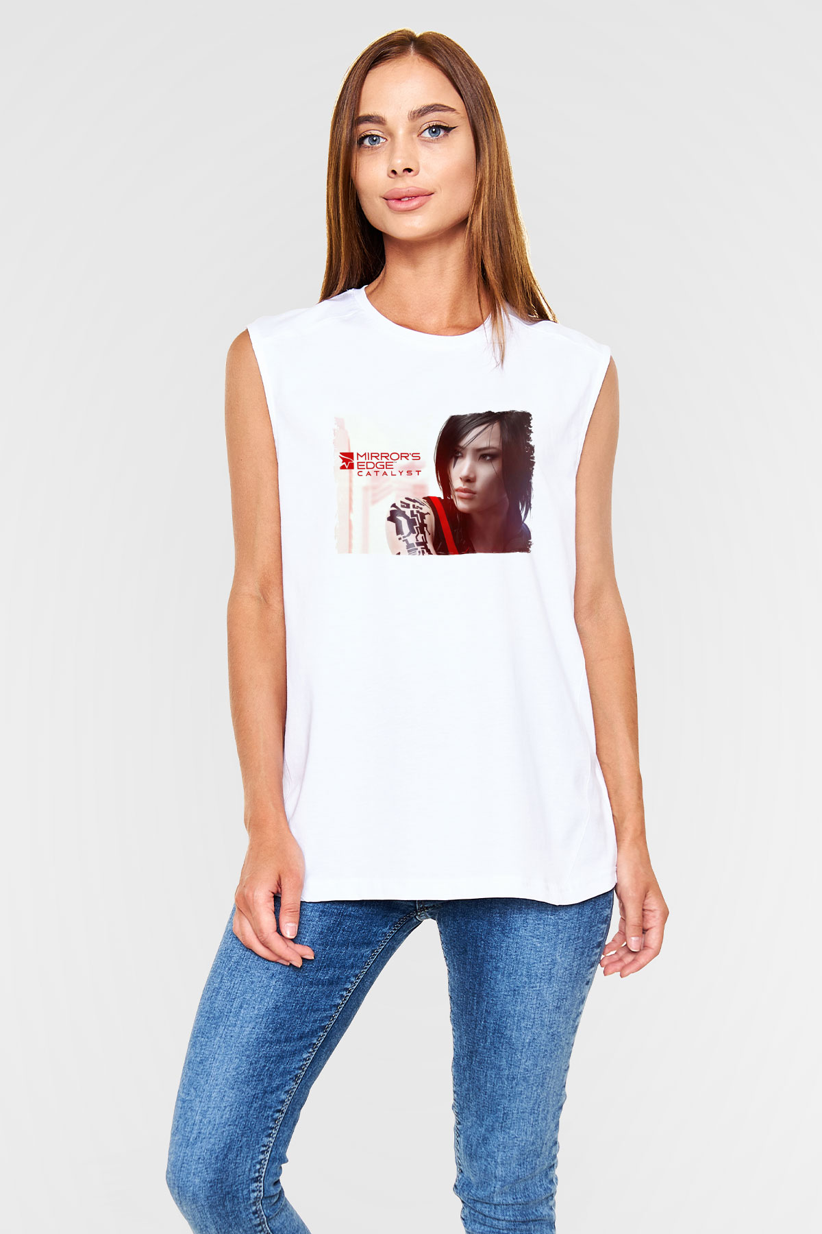 Mirrors Edge Beyaz Unisex Kolsuz Tişört