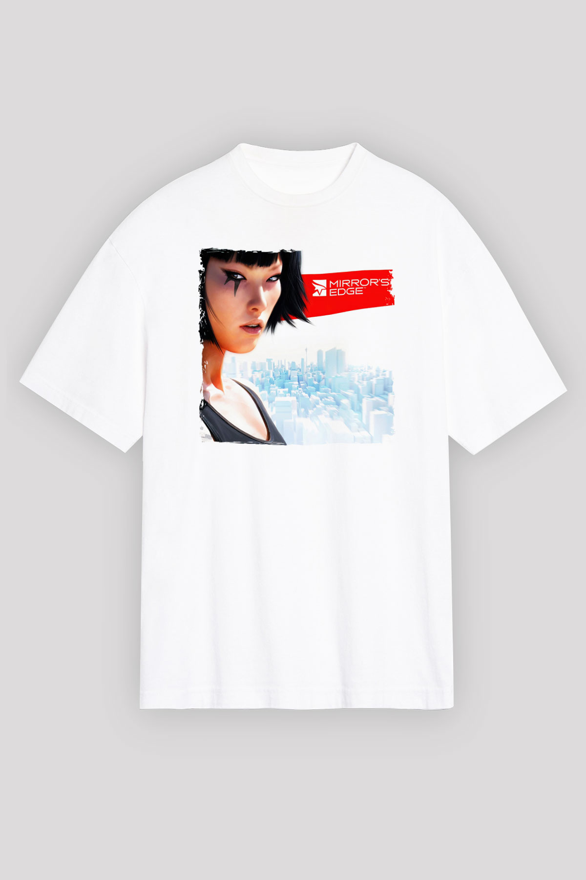 Mirrors Edge Beyaz Oversize Tişört Oversize T-shirt