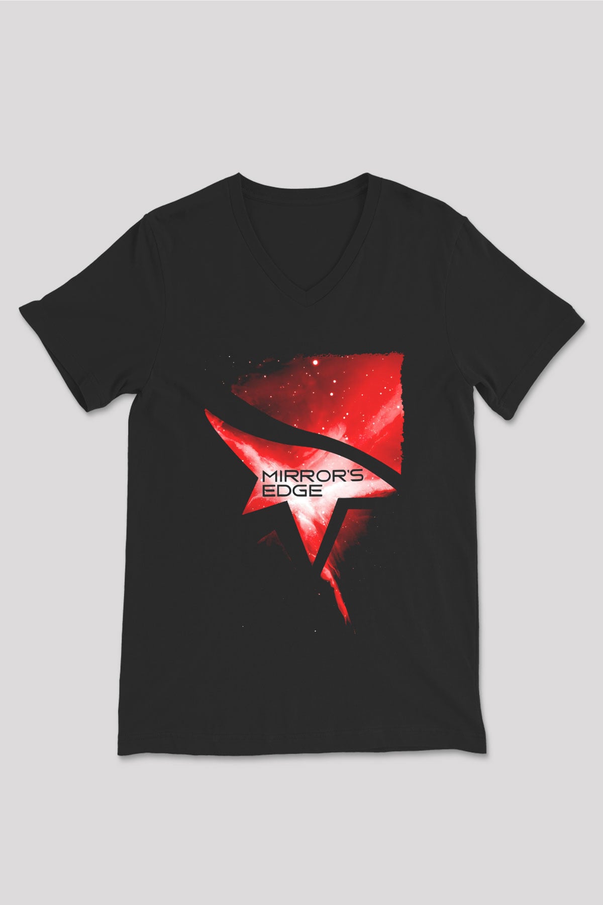 Mirrors Edge Siyah Unisex V Yaka Tişört