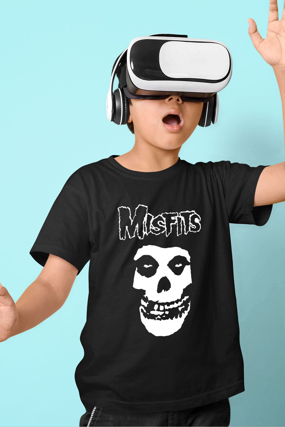Misfits Baskılı Siyah Unisex Çocuk Tişört