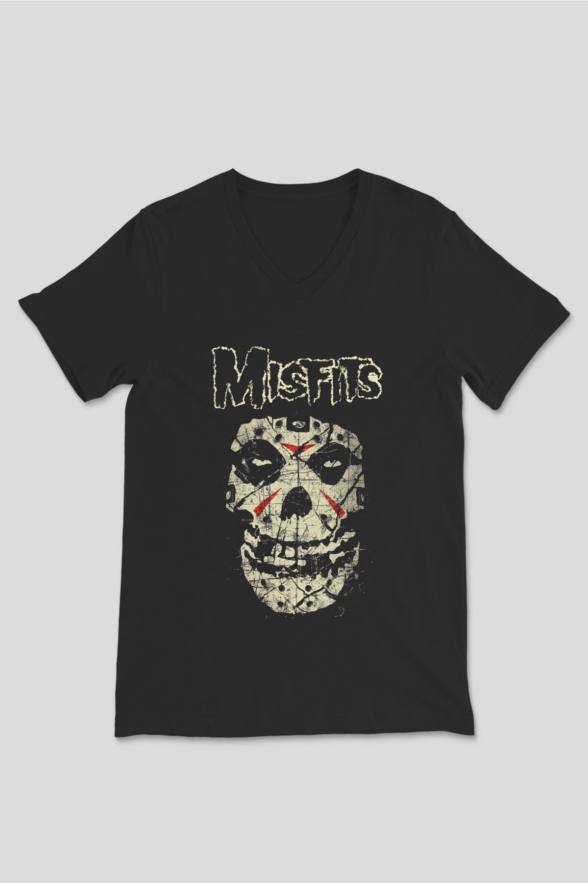 Misfits Siyah Unisex V Yaka Tişört T-Shirt