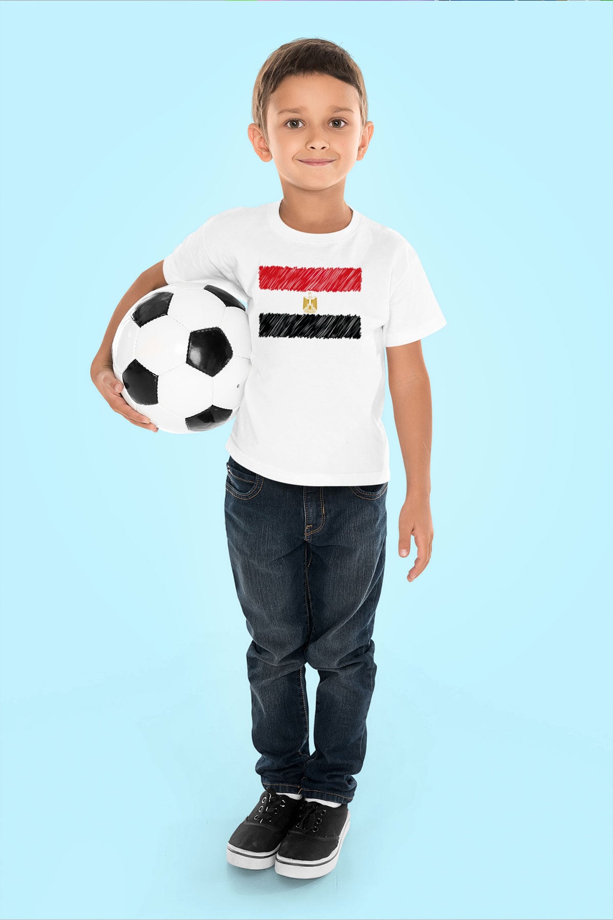 Mısır Baskılı Beyaz Unisex Çocuk Tişört