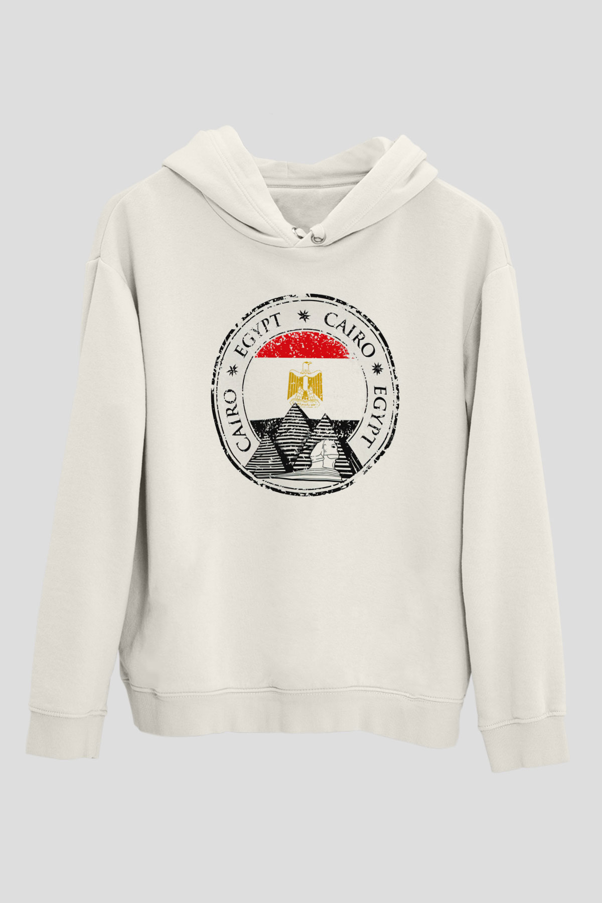 Mısır Beyaz Unisex Kapşonlu Sweatshirt