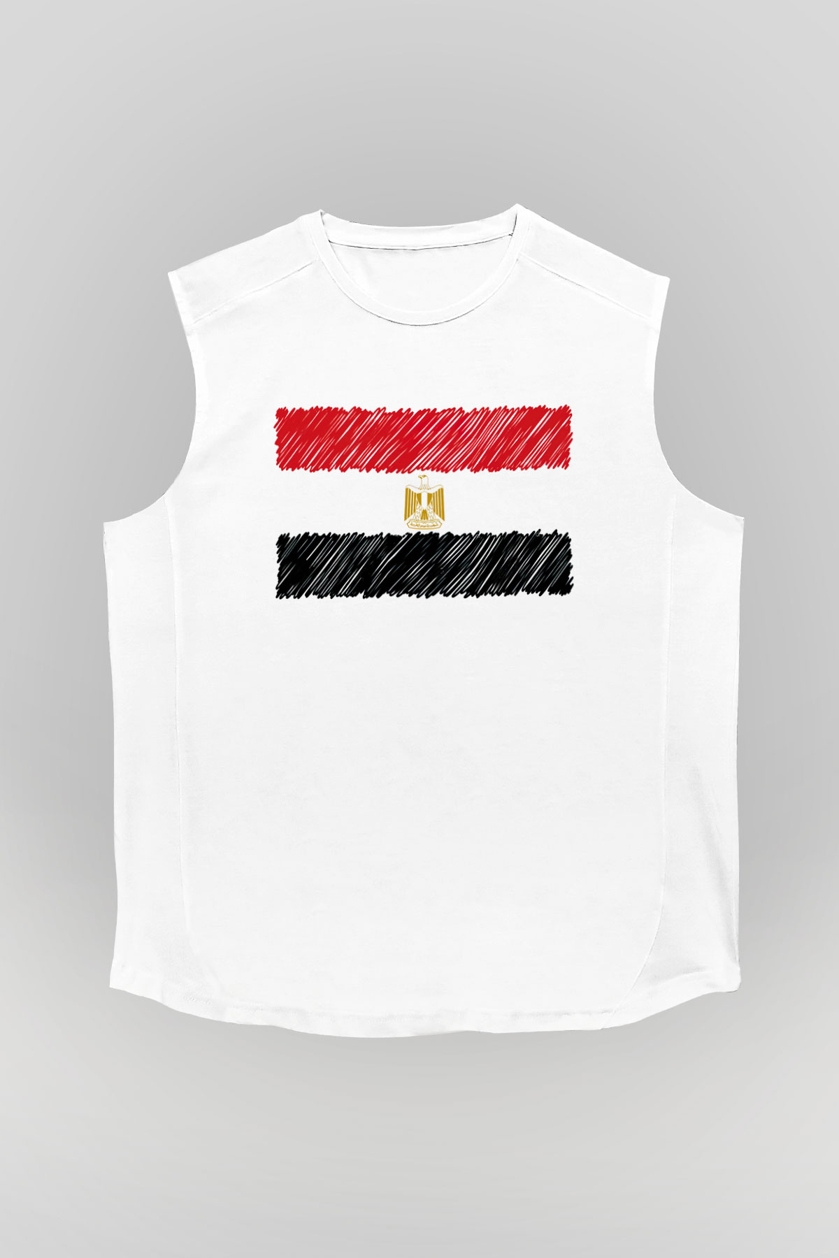 Mısır Beyaz Unisex Kolsuz Tişört