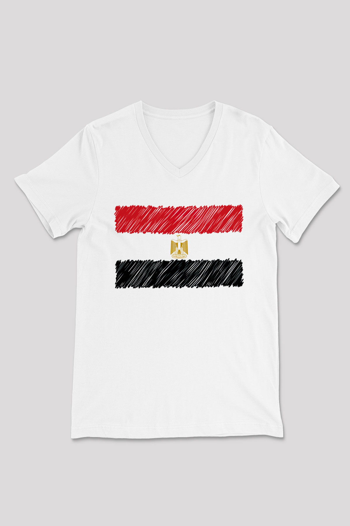 Mısır Beyaz Unisex V Yaka Tişört T-Shirt