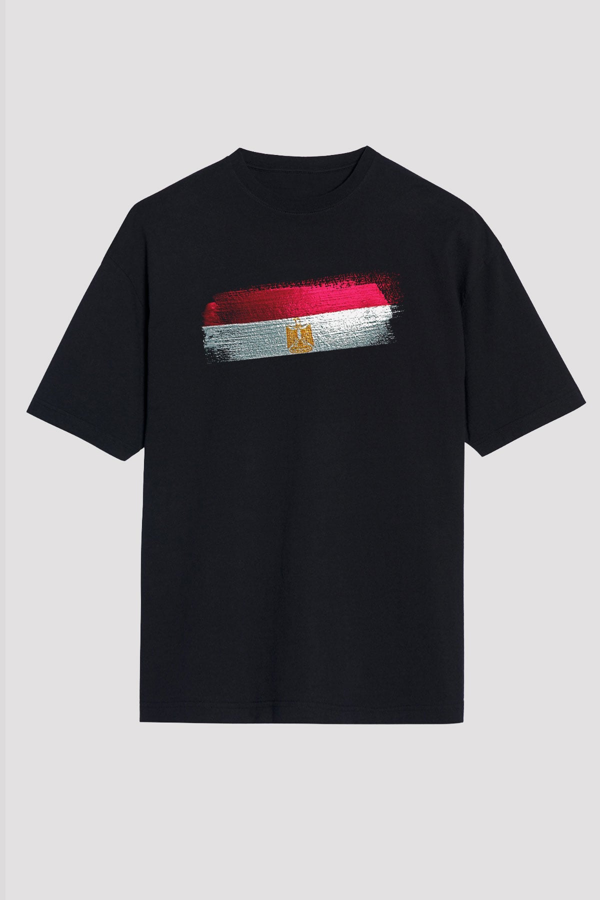 Mısır - Egypt Bayrağı Baskılı Unisex Siyah Oversize Tişört