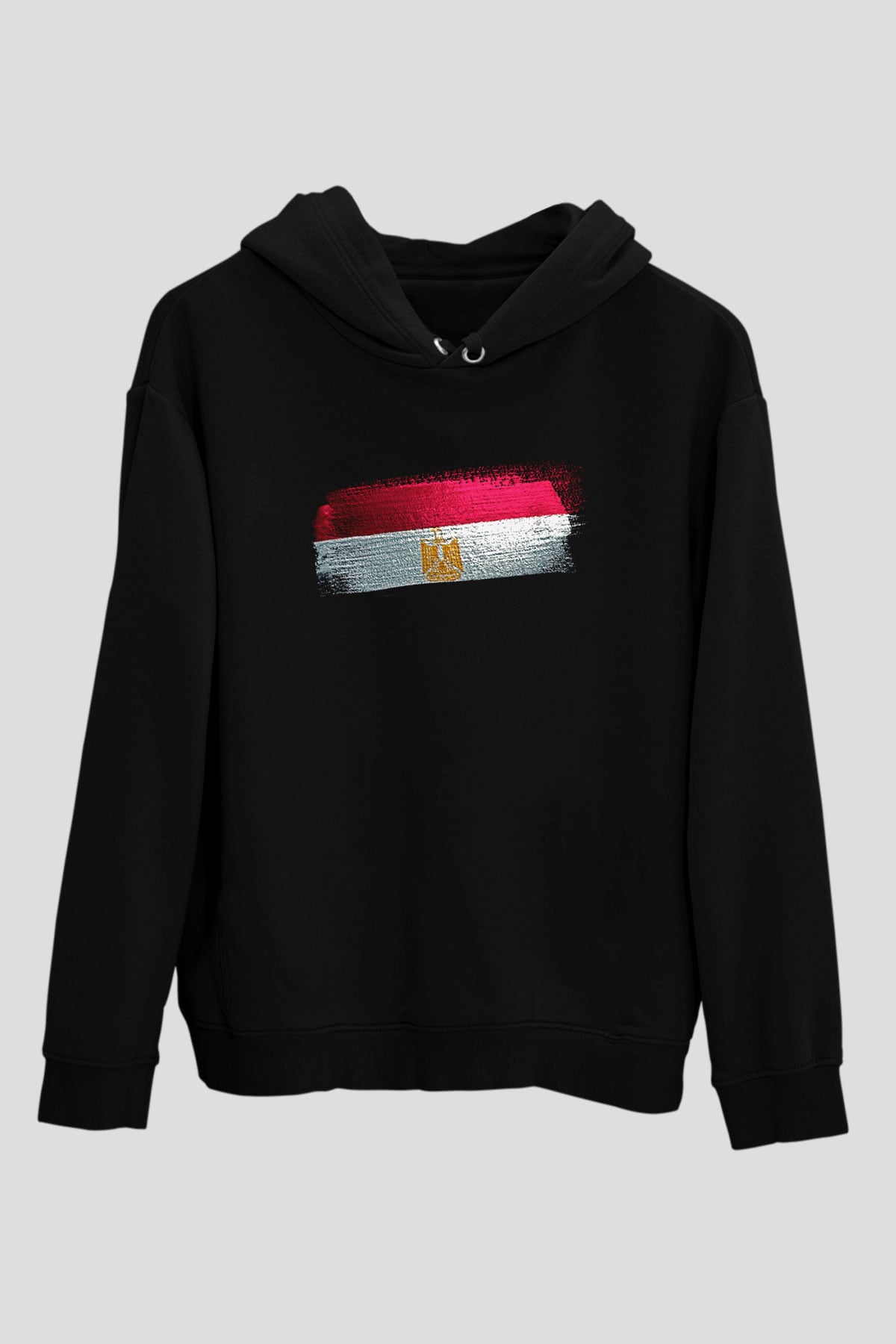 Mısır - Egypt Bayrağı Baskılı Unisex Siyah Kapüşonlu Sweatshirt